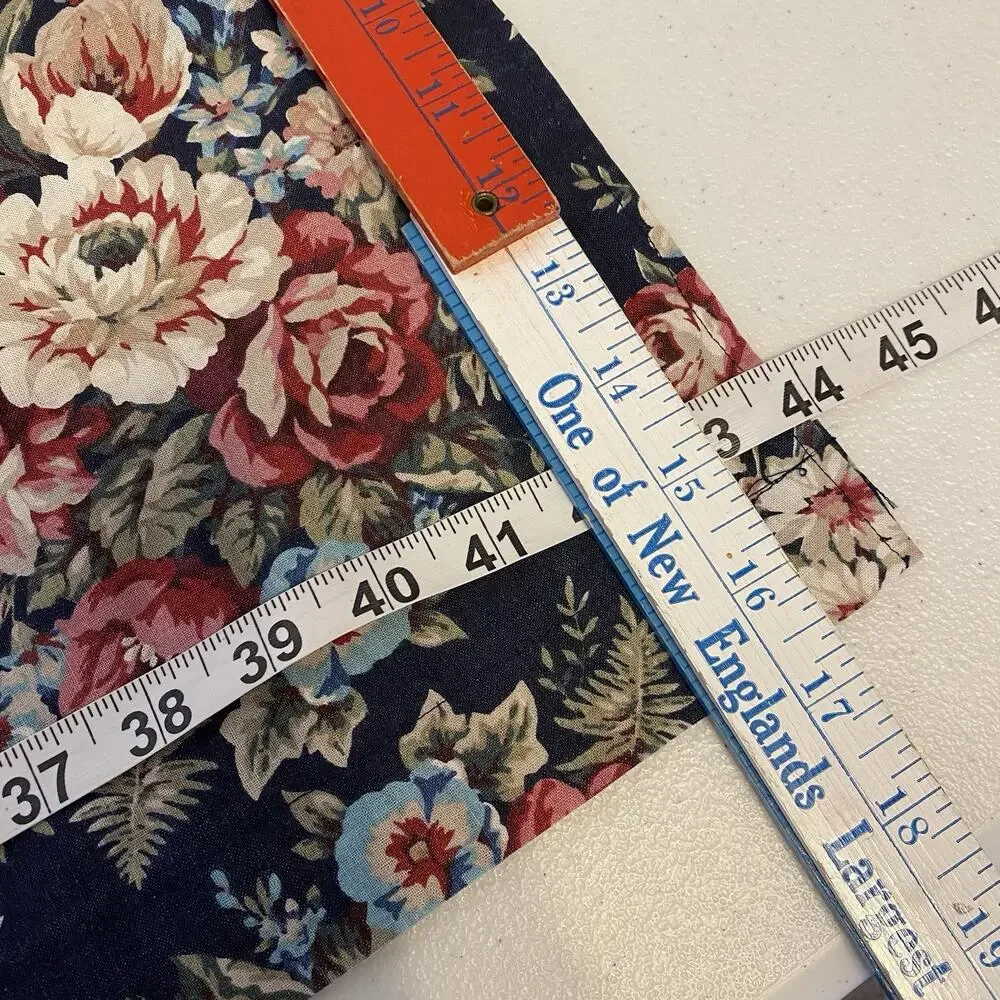 Vintage Cottage Core Pair Of Window Valence Cotton Curtains Floral 44x16.5”